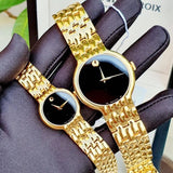 Shop Movado Veturi Quartz Black Dial Gold Steel Strap Watch for Men - 0606934 in USA