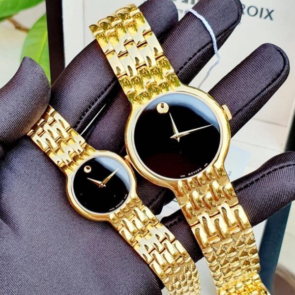 Shop Movado Veturi Quartz Black Dial Gold Steel Strap Watch for Men - 0606934 in USA