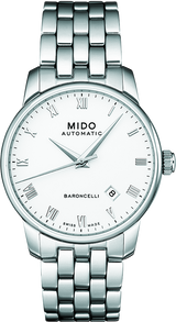 Mido Baroncelli II Automatic White Dial Silver Steel Strap Watch For Men - M8600.4.26.1 Buy Now By Mido