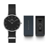 Daniel Wellington Petite Cornwall Black Dial Black Nylon Strap Watch For Women - DW00100248