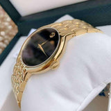 Shop Movado Veturi Quartz Black Dial Gold Steel Strap Watch for Men - 0606934 in USA