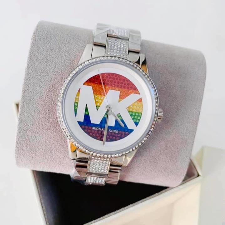Michael Kors Ritz Pave Multicolored Dial Silver Steel Strap Watch for Women - MK6864 Buy Now By Michael Kors