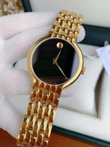 Shop Movado Veturi Black Dial Gold Steel Strap Watch for Women - 0606935 in USA