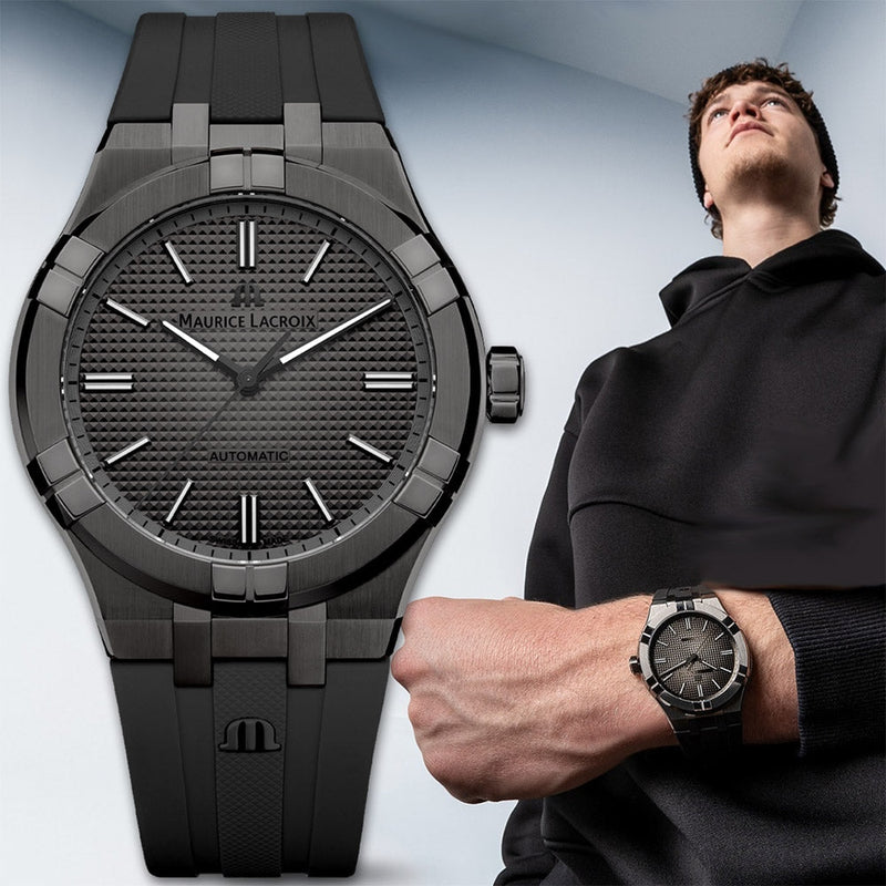 Maurice Lacroix Aikon Automatic Gunmetal Dial Black Rubber Strap Watch For Men - AI6008-PVB00-330-2 Buy Now By Maurice Lacroix