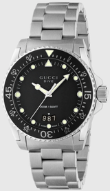 Gucci Dive Quartz Black Dial Silver Steel Strap Watch For Men - YA136301B Buy Now By Gucci