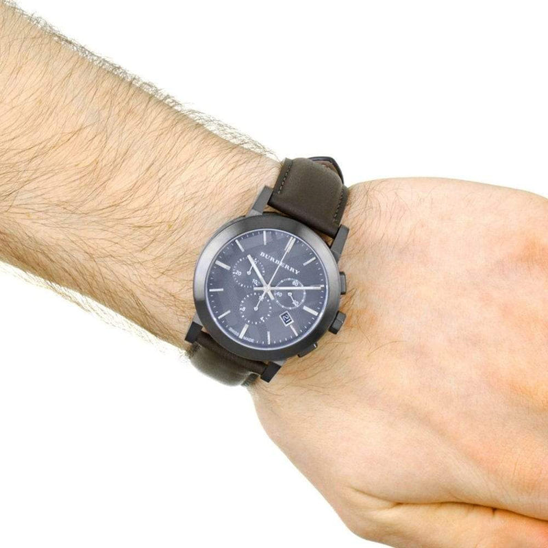 Burberry The City Black Dial Black Leather Strap Watch for Men - BU9364 Buy Now By Burberry