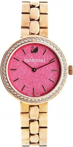 Shop Swarovski Daytime Quartz Coral Dial Rose Gold Steel Strap Watch for Women - 5182250 in USA