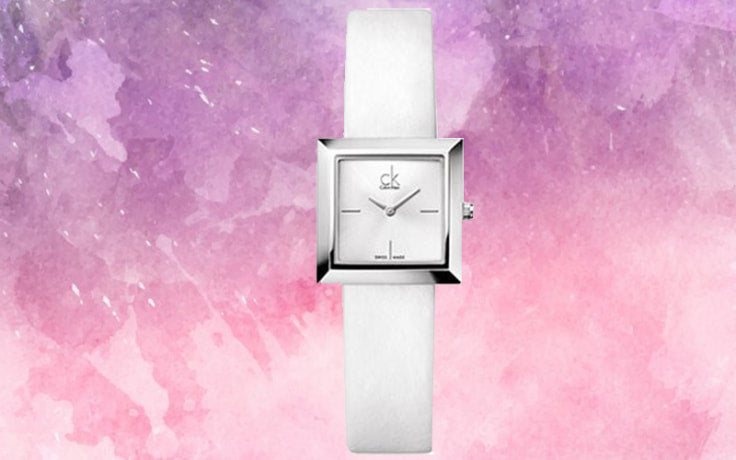 Calvin Klein Mark Silver Dial White Leather Strap Watch for Women - K3R231L6 Buy Now By Calvin Klein