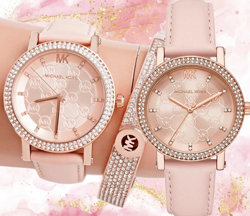 Michael Kors Corey Analog Rose Gold Dial Pink Leather Strap Watch For Women - MK2987 Buy Now By Michael Kors
