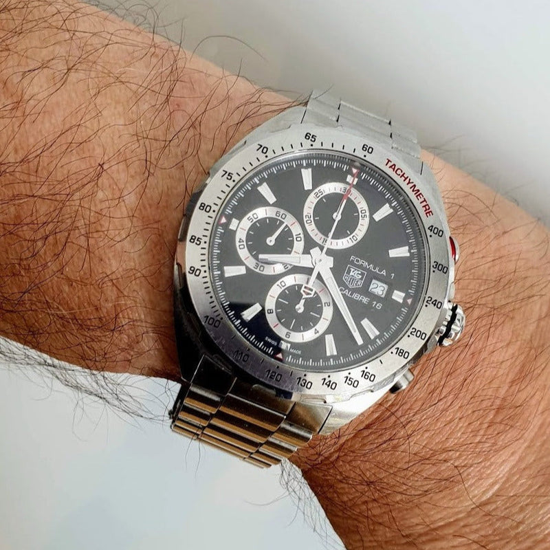 Tag Heuer Formula 1 Calibre 16 Automatic Chronograph Black Dial Silver Steel Strap Watch for Men - CAZ2010.BA0876 Buy Now By Tag Heuer