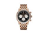 Shop Breitling Navitimer B01 Chronograph 43 Black Dial Rose Gold Steel Strap Watch for Men - RB0138211B1R1 in USA