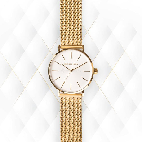 Michael Kors Auden Three Hand White Dial Gold Mesh Strap Watch for Women - MK7150 Buy Now By Michael Kors