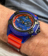 Versace Icon Active Chronograph Quartz Blue Dial Orange Rubber Strap Watch For Men - VEZ700922 Buy Now By Versace