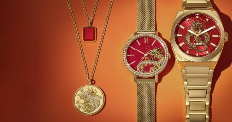 Fossil Jacqueline Dragonsteel Limited Edition Red Dial Gold Mesh Strap Watch for Women - ES5316 Buy Now By Fossil