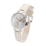 Shop Tommy Hilfiger Angela Silver Dial Cream Leather Strap Watch for Women - 1782123 in USA