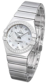 Shop Omega Constellation Quartz Diamonds Silver Dial Silver Steel Strap Watch for Women - 123.15.27.60.55.004 in USA