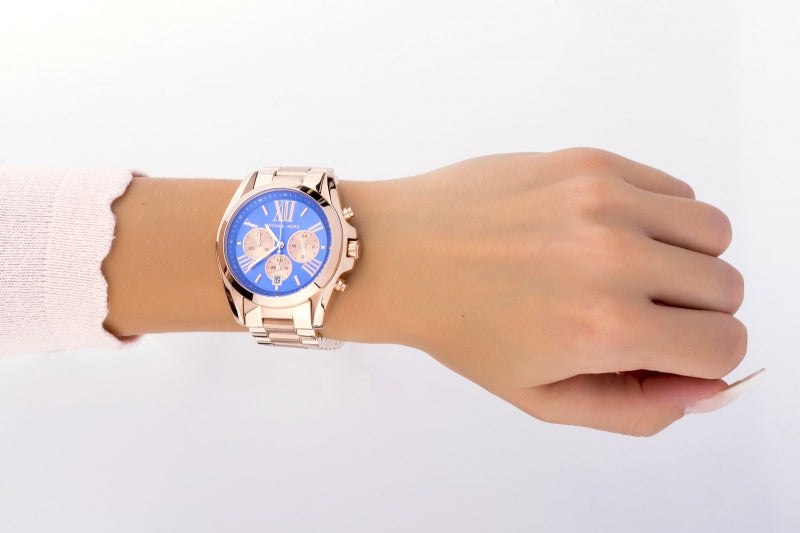 Michael Kors Bradshaw Quartz Blue Dial Rose Gold Steel Strap Watch For Women - MK5951 Buy Now By Michael Kors