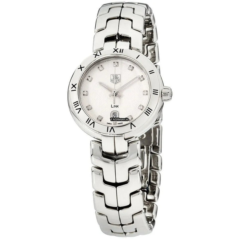 Shop Tag Heuer Link Diamonds Mother of Pearl Dial Silver Steel Strap Watch for Women - WAT1411.BA0954 in USA
