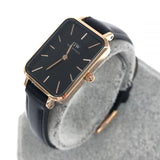 Daniel Wellington Quadro Sheffield Black Dial Black Leather Strap Watch For Women - DW00100435 Buy Now By Daniel Wellington