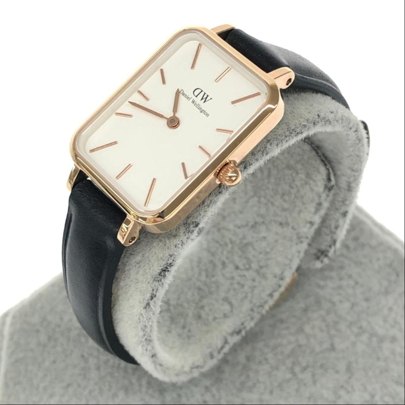 Shop Daniel Wellington Quadro White Dial Black Leather Strap Watch For Women - DW00100434 in USA