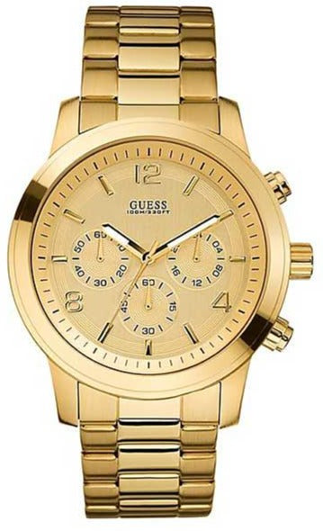 Shop Guess Analog Gold Dial Gold Steel Strap Watch for Men - W15061G2 in USA