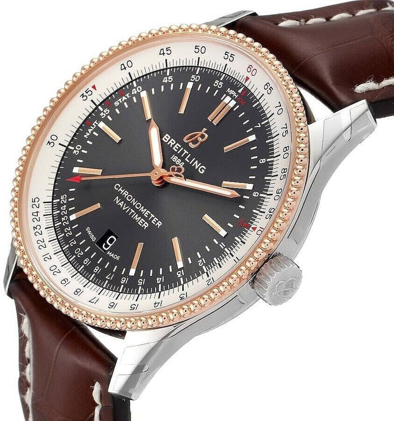 Shop Breitling Navitimer 1 Automatic 41mm Black Dial Brown Leather Strap Mens Watch - U17326211M1P1 in USA