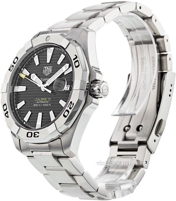 Shop Tag Heuer Aquaracer Automatic Caliber 5 Black Dial Silver Steel Strap Watch for Men - WBD2110.BA0928 in USA
