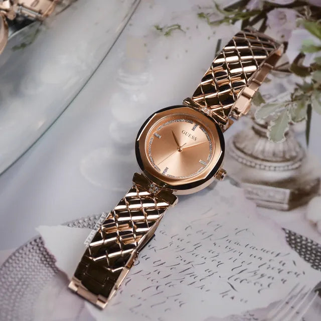 Guess Rumour Quartz Rose Gold Dial Rose Gold Steel Strap Watch For Women - GW0613L3 Buy Now By Guess