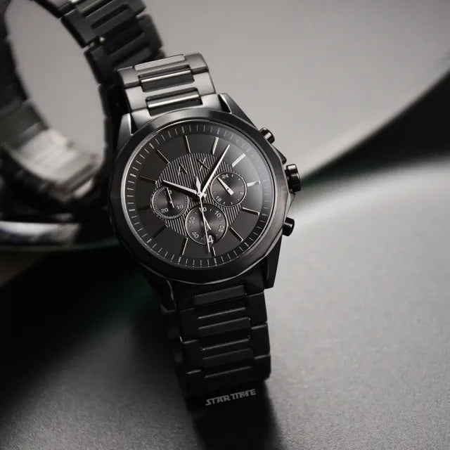 Armani Exchange Drexler Chronograph Black Dial Black Steel Strap Watch For Men - AX2601 Buy Now By Armani Exchange