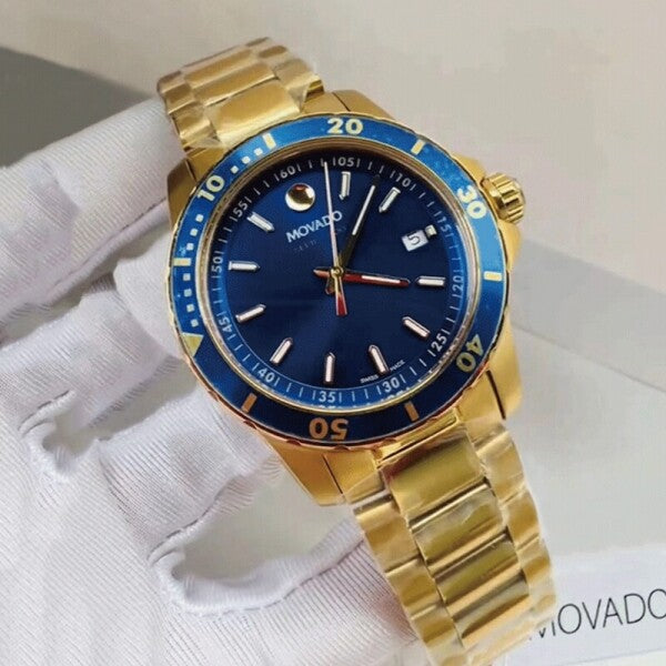 Shop Movado Series 800 Blue Dial Gold Steel Strap Watch For Men - 2600144 in USA
