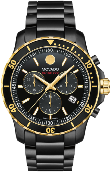 Shop Movado Series 800 Chronograph Black Dial Black Steel Strap Watch For Men - 2600180 in USA