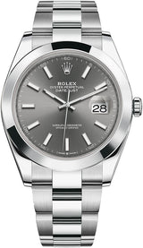 Shop Rolex Datejust 41 Oyster Grey Dial Oystersteel Strap Watch for Men - M126300-0007 in USA