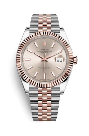 Shop Rolex Datejust 41 Oyster Rose Gold Dial Two Tone Oystersteel & Everose Gold Jubilee Bracelet Watch for Men- M126331-0010 in USA