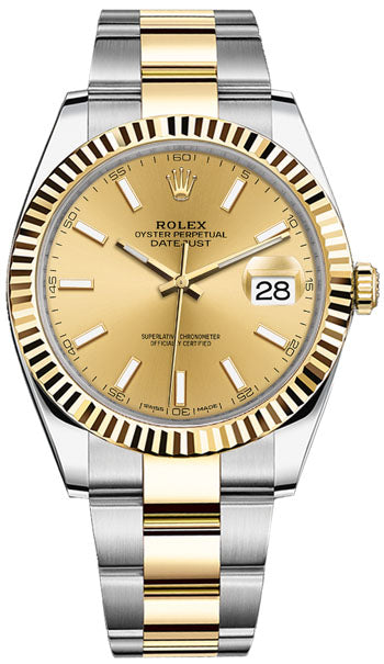 Rolex Datejust 41 Champagne Dial Two Tone Oystersteel & Gold Strap Watch for Men - M126333-0009