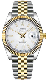 Shop Rolex Datejust 41 Oyster White Dial Two Tone Oystersteel & Yellow Gold Jubilee Bracelet White Dial Watch for Men - M126333-0016 in USA