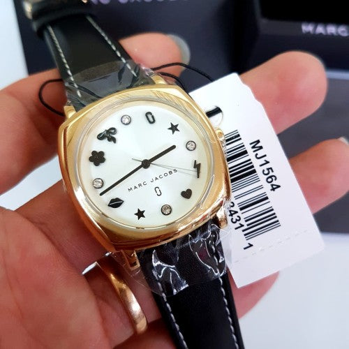 Marc Jacobs Mandy White Dial Black Leather Strap Watch for Women - MJ1564 Buy Now By Marc Jacobs