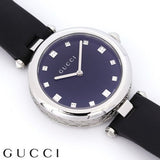 Shop Gucci Diamantissima Diamonds Black Dial Black Leather Strap Watch For Women - YA141403 in USA