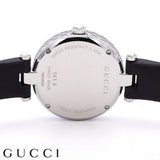 Shop Gucci Diamantissima Diamonds Black Dial Black Leather Strap Watch For Women - YA141403 in USA
