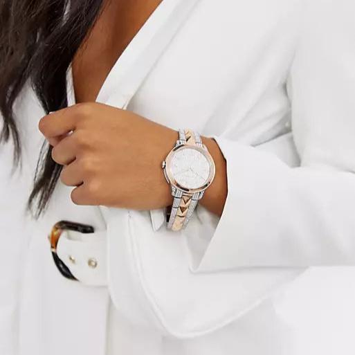 Michael Kors Runway Mercer Crystals Silver Dial Two Tone Steel Strap Watch For Women - MK6716 Buy Now By Michael Kors
