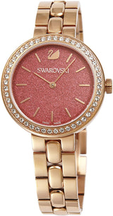Shop Swarovski Daytime Quartz Coral Dial Rose Gold Steel Strap Watch for Women - 5182250 in USA