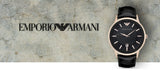 Emporio Armani Renato Quartz Black Dial Black Leather Strap Watch For Men - AR2425 Buy Now By Emporio Armani