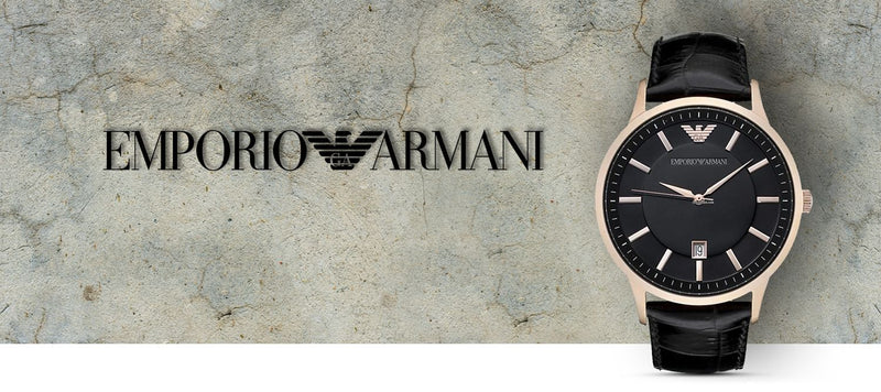 Emporio Armani Renato Quartz Black Dial Black Leather Strap Watch For Men - AR2425 Buy Now By Emporio Armani