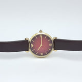 Emporio Armani Gianni T Bar Burgundy Dial Burgundy Leather Strap Watch For Women - AR1757 Buy Now By Emporio Armani