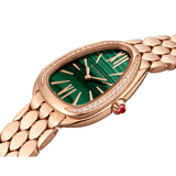 Bvlgari Serpenti Seduttori Diamonds Green Dial Rose Gold Steel Strap Watch for Women - SERPENTI103273