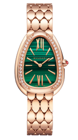Bvlgari Serpenti Seduttori Diamonds Green Dial Rose Gold Steel Strap Watch for Women - SERPENTI103273