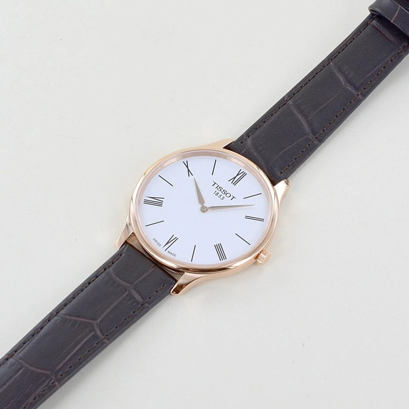 Tissot Tradition 5.5 White Dial Brown Leather Strap Watch for Men - T063.409.36.018.00 Buy Now By Tissot