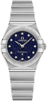 Shop Omega Constellation Manhattan Quartz Diamonds Blue Dial Silver Steel Strap Watch for Women - 131.10.25.60.53.001 in USA