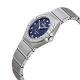 Shop Omega Constellation Manhattan Quartz Diamonds Blue Dial Silver Steel Strap Watch for Women - 131.15.25.60.53.001 in USA