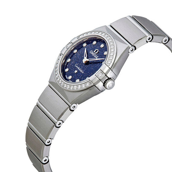 Shop Omega Constellation Manhattan Quartz Diamonds Blue Dial Silver Steel Strap Watch for Women - 131.15.25.60.53.001 in USA