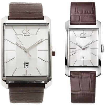 Shop Calvin Klein Window Silver Dial Brown Leather Strap Watch for Men - K2M21126 in USA